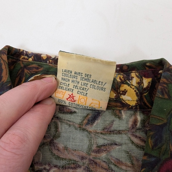 90s Floral Button Down Blouse Long Sleeve Vintage Baggy Relaxed Fit Oversized - Picture 5 of 8